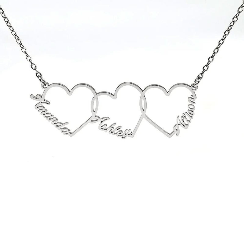 3 Hearts Personalized Name Necklace