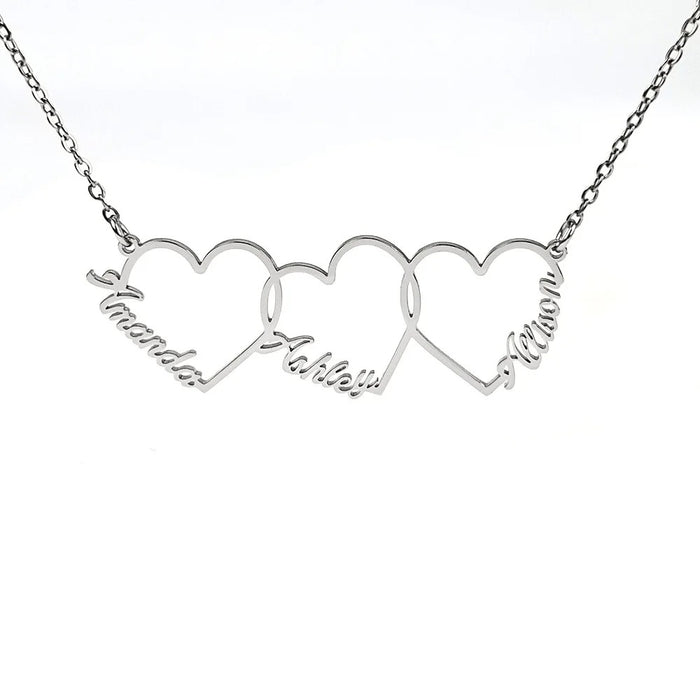 3 Hearts Personalized Name Necklace